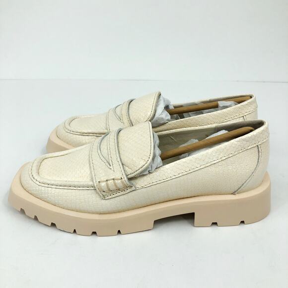DOLCE VITA Womens Elias Loafer 6.5 White Ivory Embossed Leather Lug Sole NWOB - Picture 8 of 11